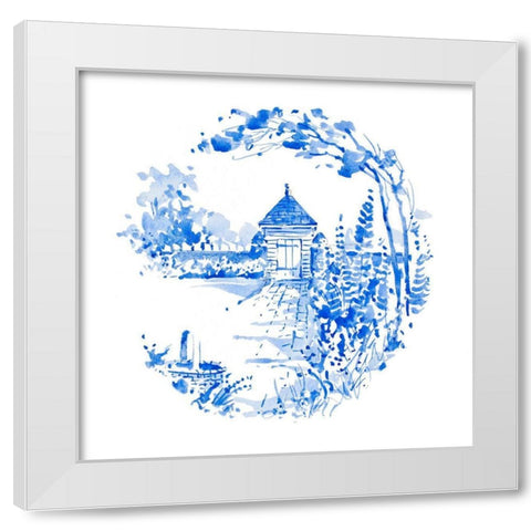 Blue Garden Impressions II White Modern Wood Framed Art Print by Unknown