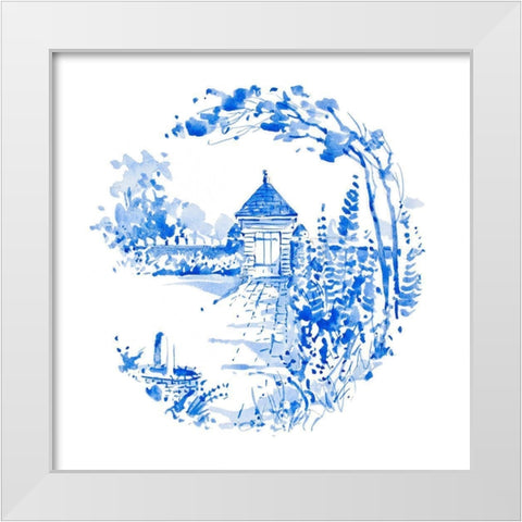 Blue Garden Impressions II White Modern Wood Framed Art Print by Unknown
