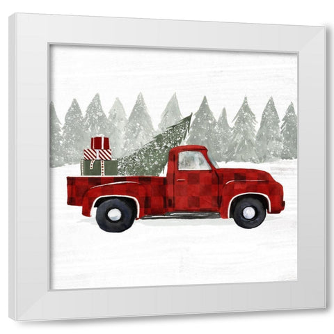 Yuletide Camper III White Modern Wood Framed Art Print by Barnes, Victoria