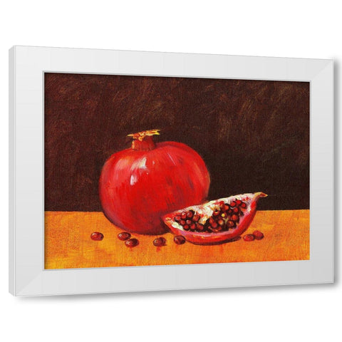 Pomegranate Still Life I White Modern Wood Framed Art Print by OToole, Tim