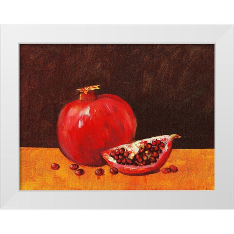 Pomegranate Still Life I White Modern Wood Framed Art Print by OToole, Tim