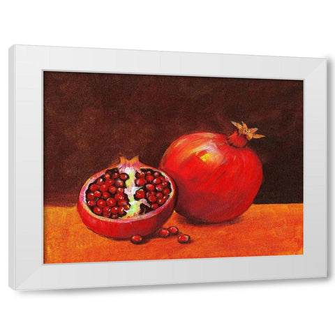 Pomegranate Still Life II White Modern Wood Framed Art Print by OToole, Tim