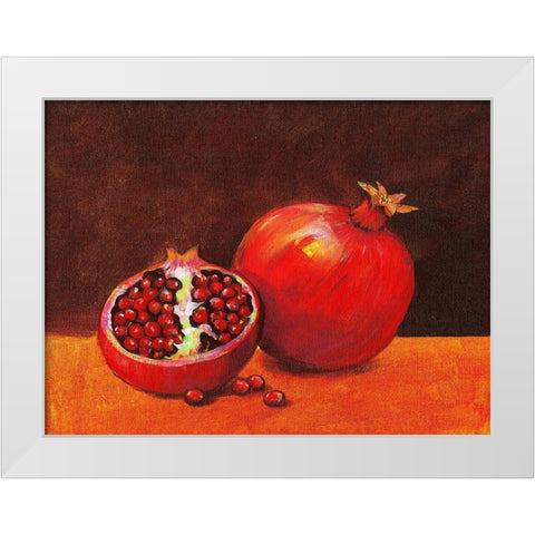 Pomegranate Still Life II White Modern Wood Framed Art Print by OToole, Tim