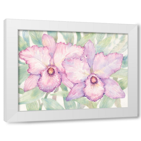 Tropical Orchid Watercolor I White Modern Wood Framed Art Print by OToole, Tim