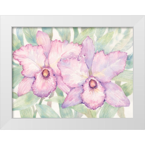 Tropical Orchid Watercolor I White Modern Wood Framed Art Print by OToole, Tim