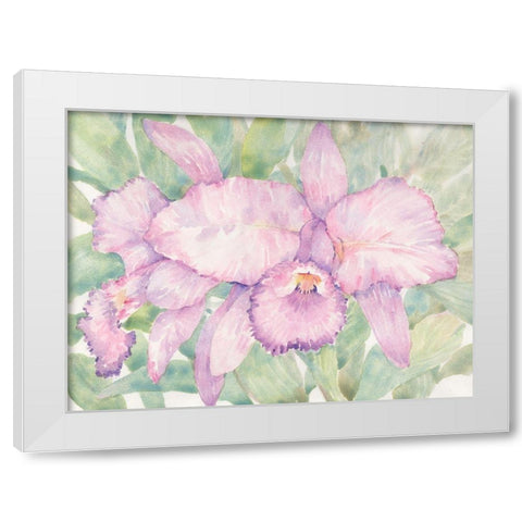 Tropical Orchid Watercolor II White Modern Wood Framed Art Print by OToole, Tim