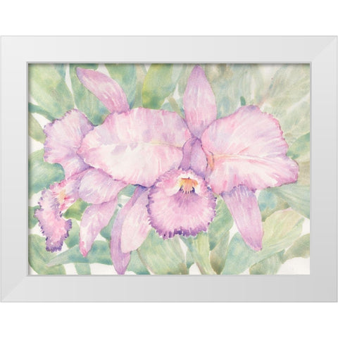 Tropical Orchid Watercolor II White Modern Wood Framed Art Print by OToole, Tim