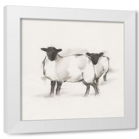 Folksie sheep I White Modern Wood Framed Art Print by Harper, Ethan