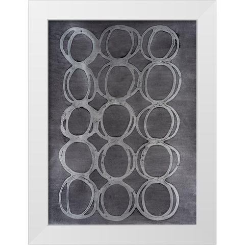 Concentric Metallic in Silver White Modern Wood Framed Art Print by Willett, Michael