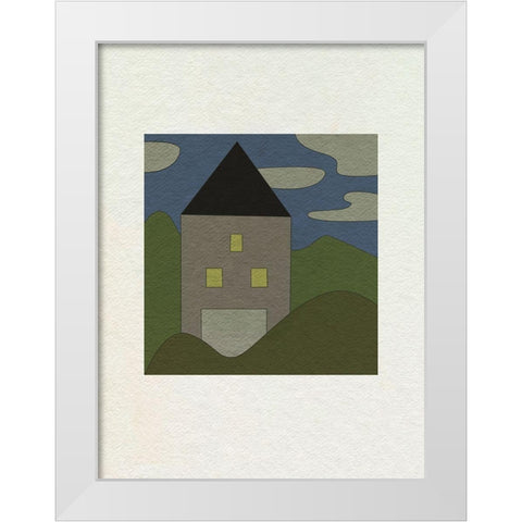 Mountain Houses II White Modern Wood Framed Art Print by Wang, Melissa