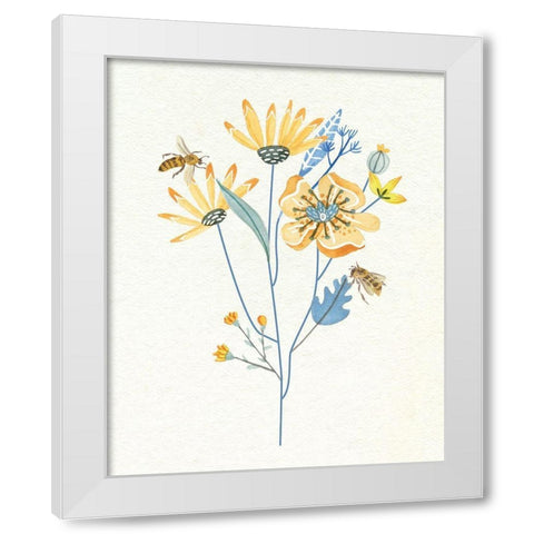 Honey Bees I White Modern Wood Framed Art Print by Wang, Melissa