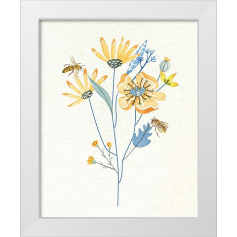 Honey Bees I White Modern Wood Framed Art Print by Wang, Melissa