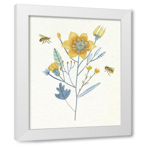 Honey Bees II White Modern Wood Framed Art Print by Wang, Melissa