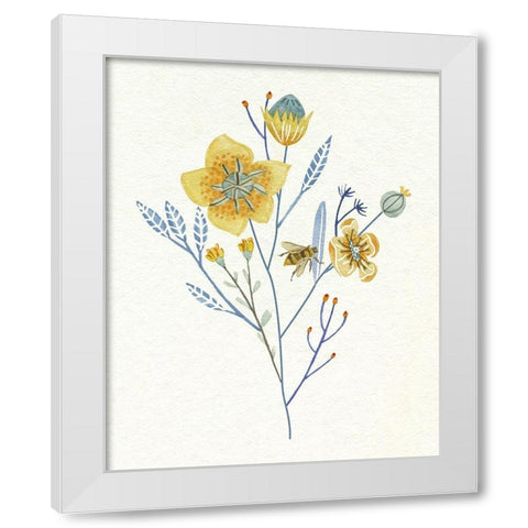 Honey Bees III White Modern Wood Framed Art Print by Wang, Melissa