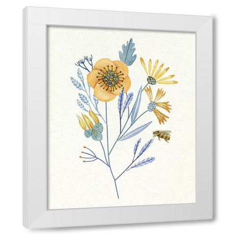 Honey Bees IV White Modern Wood Framed Art Print by Wang, Melissa