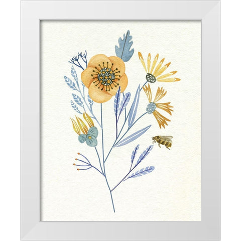 Honey Bees IV White Modern Wood Framed Art Print by Wang, Melissa