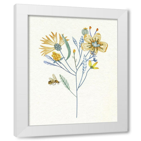 Honey Bees V White Modern Wood Framed Art Print by Wang, Melissa