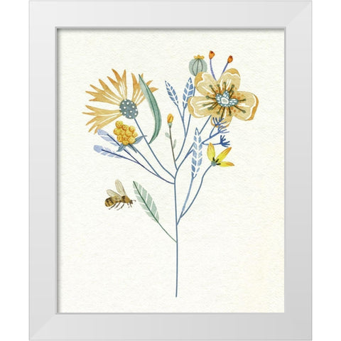 Honey Bees V White Modern Wood Framed Art Print by Wang, Melissa