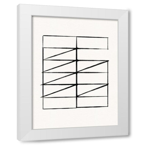 Abstract Ink Grid I White Modern Wood Framed Art Print by Green, Jacob