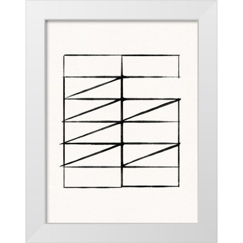 Abstract Ink Grid I White Modern Wood Framed Art Print by Green, Jacob