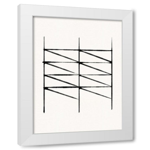 Abstract Ink Grid II White Modern Wood Framed Art Print by Green, Jacob