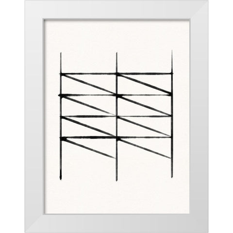 Abstract Ink Grid II White Modern Wood Framed Art Print by Green, Jacob