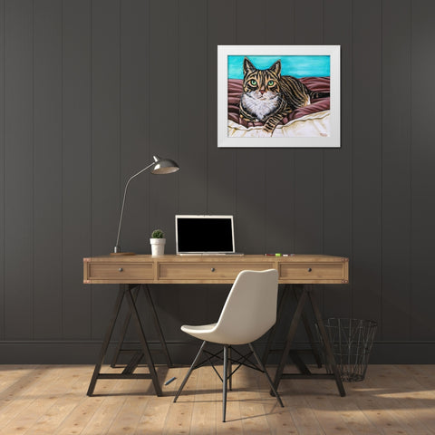 Kaleidoscope Comfy Cat White Modern Wood Framed Art Print by Vitaletti, Carolee