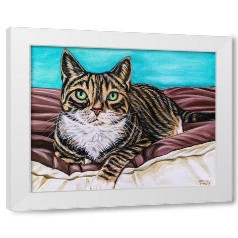 Kaleidoscope Comfy Cat White Modern Wood Framed Art Print by Vitaletti, Carolee