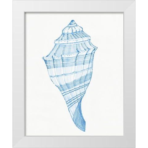 Blue Shell II White Modern Wood Framed Art Print by OToole, Tim