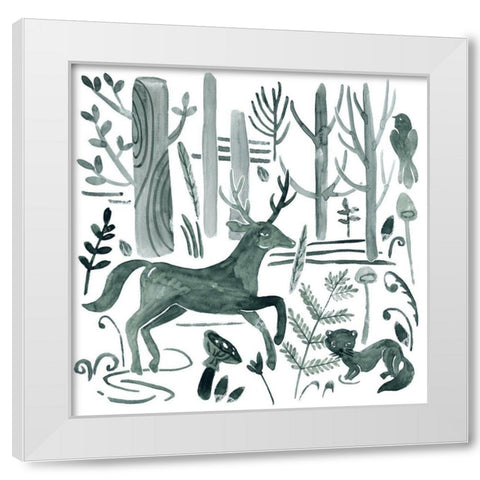 Forest Animals I White Modern Wood Framed Art Print by Wang, Melissa