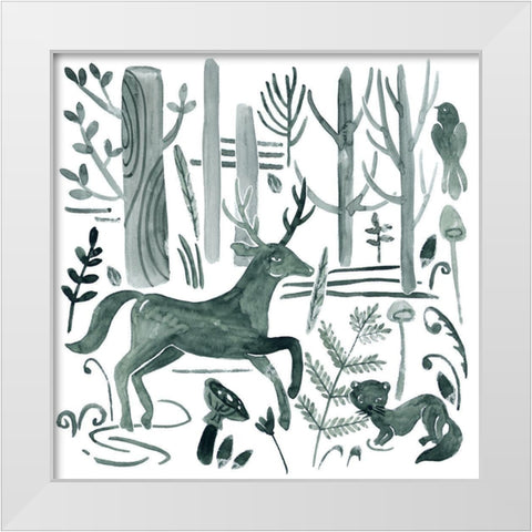 Forest Animals I White Modern Wood Framed Art Print by Wang, Melissa