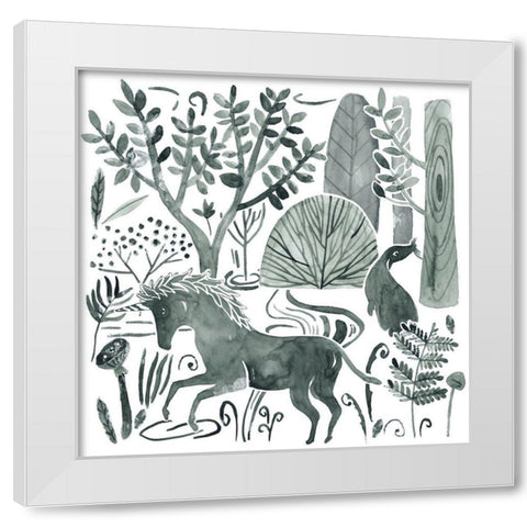 Forest Animals II White Modern Wood Framed Art Print by Wang, Melissa