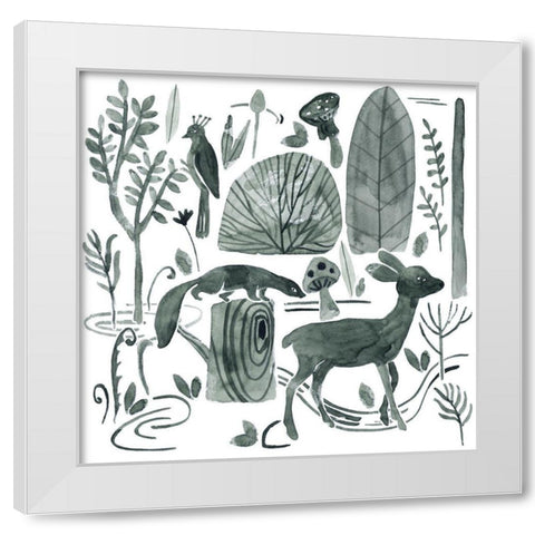 Forest Animals III White Modern Wood Framed Art Print by Wang, Melissa