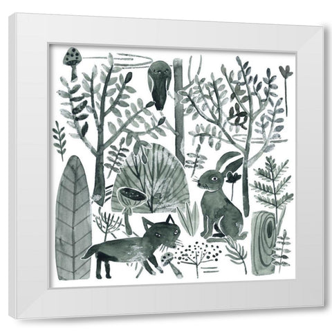 Forest Animals IV White Modern Wood Framed Art Print by Wang, Melissa