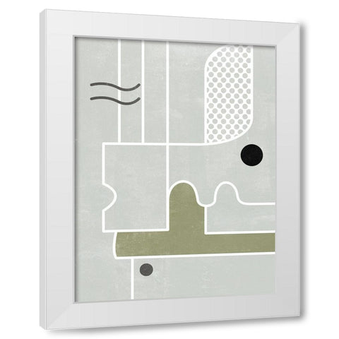 White Tile I White Modern Wood Framed Art Print by Wang, Melissa