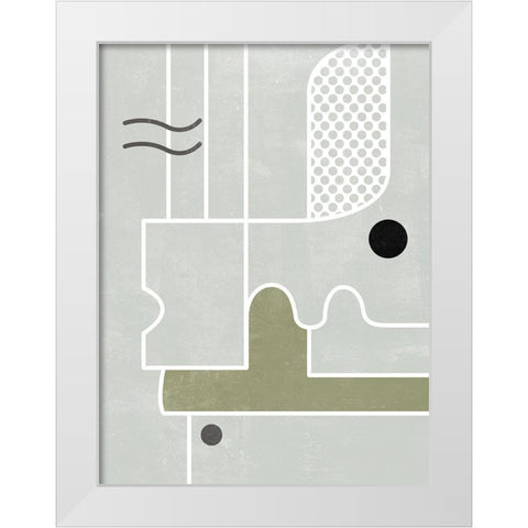 White Tile I White Modern Wood Framed Art Print by Wang, Melissa