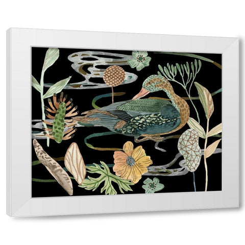 Duck in River I White Modern Wood Framed Art Print by Wang, Melissa