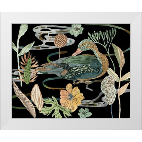 Duck in River I White Modern Wood Framed Art Print by Wang, Melissa