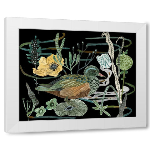 Duck in River III White Modern Wood Framed Art Print by Wang, Melissa