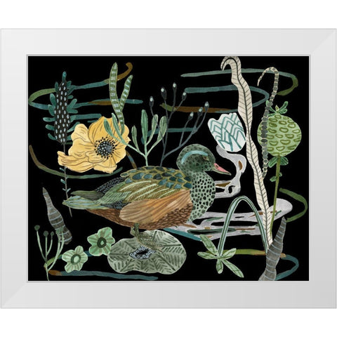 Duck in River III White Modern Wood Framed Art Print by Wang, Melissa