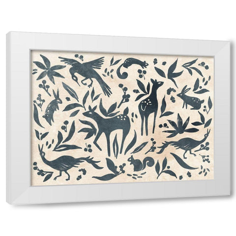 Woodland Woodblock I White Modern Wood Framed Art Print by Vess, June Erica