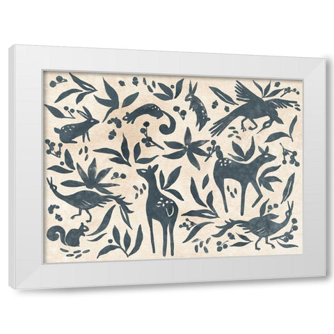 Woodland Woodblock II White Modern Wood Framed Art Print by Vess, June Erica