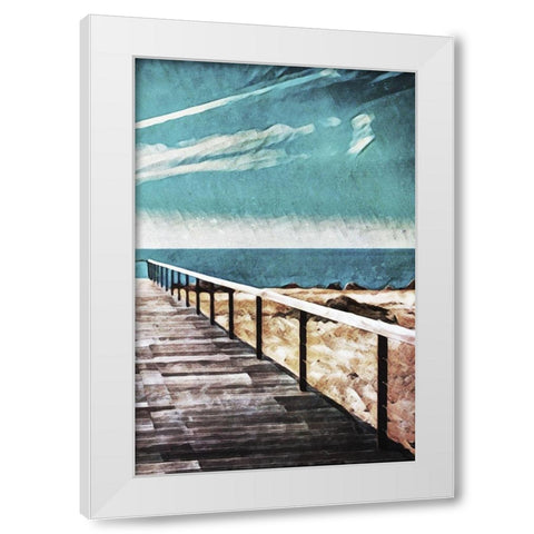Wooden Pier Meets Blue Skies II White Modern Wood Framed Art Print by Aldridge, Ashley
