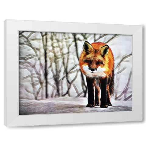 Red Fox Fascination White Modern Wood Framed Art Print by Aldridge, Ashley