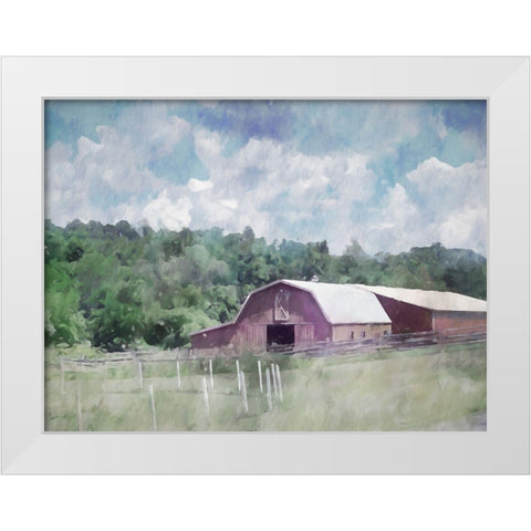 Barn in the Pasture White Modern Wood Framed Art Print by Curinga, Kim