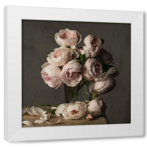 Smitten By Roses White Modern Wood Framed Art Print by McLean, Leah