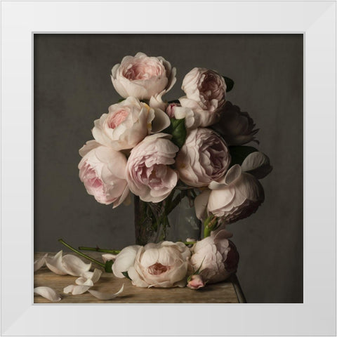 Smitten By Roses White Modern Wood Framed Art Print by McLean, Leah