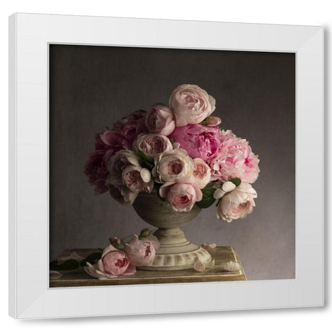 Vintage Pink Petals White Modern Wood Framed Art Print by McLean, Leah