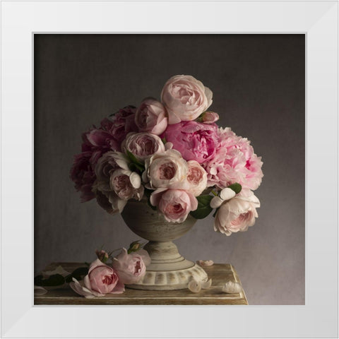 Vintage Pink Petals White Modern Wood Framed Art Print by McLean, Leah