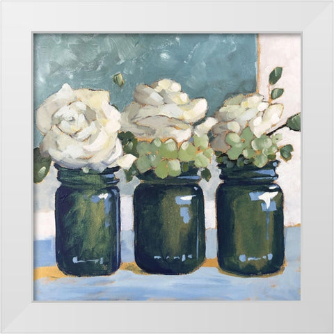 White Roses White Modern Wood Framed Art Print by Riger, Sue